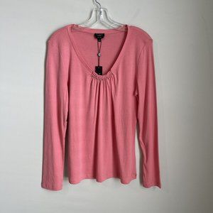 Talbots Pink Embellished Long Sleeve Top NWT